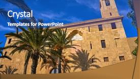  Presentation with redevelopment of church - Beautiful PPT theme featuring nova tabarca church of san backdrop and a ocean colored foreground