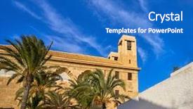  Presentation with church - Slide set with nova tabarca church of san background and a cobalt blue colored foreground