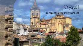  Presentation with jin ding monastry mountain - Colorful presentation design enhanced with novara-di-sicilia-mountain-village backdrop and a light blue colored foreground