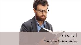  Presentation with reading - Colorful theme enhanced with novel - man reading a book isolated backdrop and a light gray colored foreground