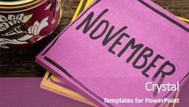  Presentation with black ink - Slides having november - handwriting in black ink background and a coral colored foreground