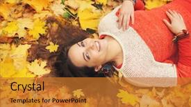  Presentation with college education happy smiling - Beautiful slide set featuring november - smiling happy womanl portrait lying backdrop and a gold colored foreground