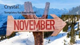  Presentation with november - Audience pleasing presentation design consisting of november arrow with winter background backdrop and a light blue colored foreground