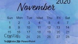  Presentation with water color - Slide set featuring november-simple-calendar-layout background and a light blue colored foreground