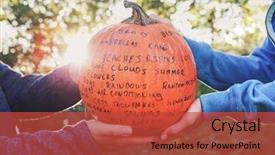  Presentation with gratitude - PPT theme featuring november thanks - thankful pumpkin craft project held background and a red colored foreground