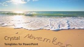  Presentation with november - Slide set with november-word-on-sea-sand background and a  colored foreground