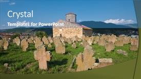  Presentation with historical heritage - Slide set consisting of novi-pazar-serbia-26-july background and a teal colored foreground