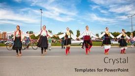  Presentation with record - PPT theme consisting of novi-sad-serbia-oct-4 background and a mint green colored foreground