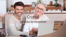  Presentation with computer - Audience pleasing presentation theme consisting of novice expert - grandson showing grandmother computer backdrop and a  colored foreground