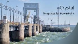  Presentation with hydroelectric - Audience pleasing presentation consisting of novosibirsk-hydroelectric-power-plant backdrop and a light blue colored foreground