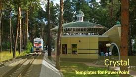  Presentation with railroad - Presentation theme having novosibirsk-russia-august-20-2014 background and a tawny brown colored foreground