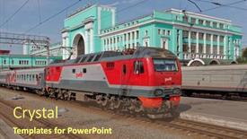  Presentation with railroad - Slide deck consisting of novosibirsk-russia-august-25-2014 background and a tawny brown colored foreground