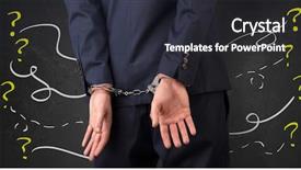  Presentation with chalk - Slides with now arrested men with handcuffs background and a dark gray colored foreground