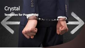  Presentation with now - Slide deck with now arrested men with handcuffs background and a dark gray colored foreground