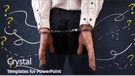  Presentation with now - Beautiful slide set featuring now arrested men with handcuffs backdrop and a wine colored foreground