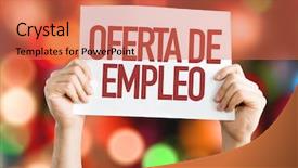  Presentation with hiring - Presentation design consisting of now hiring - employment offer in spanish placard background and a coral colored foreground