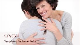  Presentation with mother and sons - Slide set with now later - mother and daughter hugging background and a  colored foreground