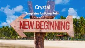  Presentation with new beginning - Amazing PPT theme having now year - new beginning arrow with beach backdrop and a teal colored foreground