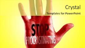  Presentation with now - Colorful slide deck enhanced with now year - stop procrastinating written on hand backdrop and a white colored foreground