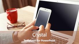  Presentation with phone - Amazing presentation design having nowadays - man using mobile phone backdrop and a  colored foreground