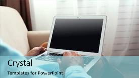  Presentation with sailing room - Cool new slide set with nowadays - man working with laptop backdrop and a  colored foreground