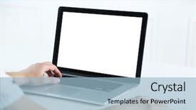  Presentation with laptop - Beautiful PPT layouts featuring nowadays - man working with laptop backdrop and a  colored foreground