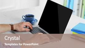  Presentation with office ergonomics man worker exercising - Amazing slide deck having nowadays - man working with laptop backdrop and a  colored foreground