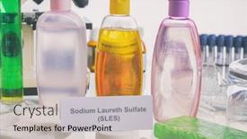  Presentation with laboratory chemical - PPT layouts enhanced with noxious-additives-in-cosmetics-laboratory background and a soft green colored foreground