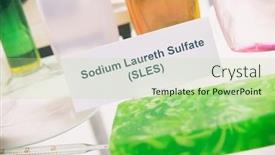  Presentation with laboratory chemical - Beautiful PPT layouts featuring noxious-additives-in-cosmetics-laboratory backdrop and a mint green colored foreground