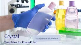  Presentation with laboratory chemical - PPT theme with noxious additives in cosmetics laboratory background and a lemonade colored foreground