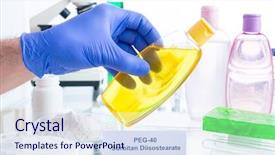  Presentation with laboratory chemical - Slide deck featuring noxious additives in cosmetics laboratory background and a sky blue colored foreground