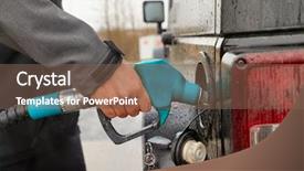  Presentation with refueling - Amazing slide set having nozzle at the petrol backdrop and a violet colored foreground