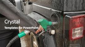  Presentation with petrol station - Slide deck having nozzle at the petrol background and a dark gray colored foreground