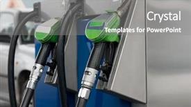  Presentation with petrol station - Presentation theme having hand and a pen on a white background background and a light gray colored foreground.