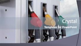  Presentation with fuel station - Amazing PPT theme having nozzles dispenser station refuelling petrol backdrop and a light blue colored foreground