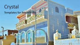  Presentation with region - Slides with nubian village egypt aswan region background and a light blue colored foreground