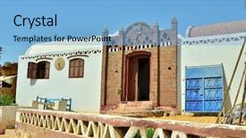  Presentation with region - Slides consisting of nubian village egypt aswan region background and a light blue colored foreground