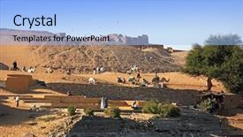  Presentation with nile river - Colorful PPT theme enhanced with nubian village on the shore backdrop and a light blue colored foreground