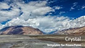 Presentation with river valley - Amazing PPT layouts having nubra-valley-and-nubra-river backdrop and a gray colored foreground