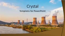  Presentation with power plant - Colorful theme enhanced with nuclear - aerial view of power plant backdrop and a light blue colored foreground