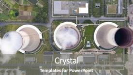  Presentation with power plant - Slides enhanced with nuclear - aerial view of power plant background and a gray colored foreground