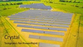  Presentation with power plant industrial - Audience pleasing slides consisting of nuclear - aerial view to solar power backdrop and a gold colored foreground