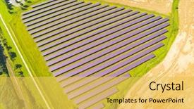  Presentation with power plant industrial - Audience pleasing slides consisting of nuclear - aerial view to solar power backdrop and a yellow colored foreground