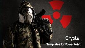  Presentation with radioactive - Presentation theme having nuclear - armed soldier wearing a gas background and a wine colored foreground