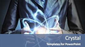  Presentation with nuclear - Cool new PPT theme with nuclear - atom molecule in hands mixed backdrop and a ocean colored foreground