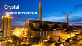  Presentation with coal power plant - Colorful slide deck enhanced with nuclear - coal power plant at dusk backdrop and a teal colored foreground