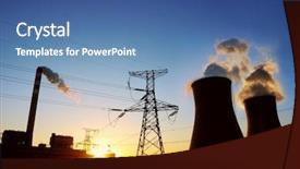  Presentation with plant nuclear - Slides with nuclear - coal power plant at sunrise background and a ocean colored foreground