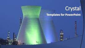  Presentation with coal - Beautiful theme featuring nuclear - coal power station and night backdrop and a ocean colored foreground