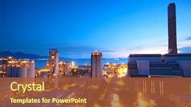  Presentation with blue night - PPT layouts with nuclear - coal power station and night background and a red colored foreground