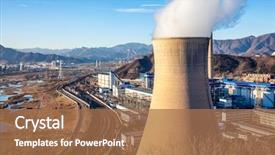  Presentation with heavy industry - Cool new slide set with nuclear - cooling tower of heavy industry backdrop and a coral colored foreground